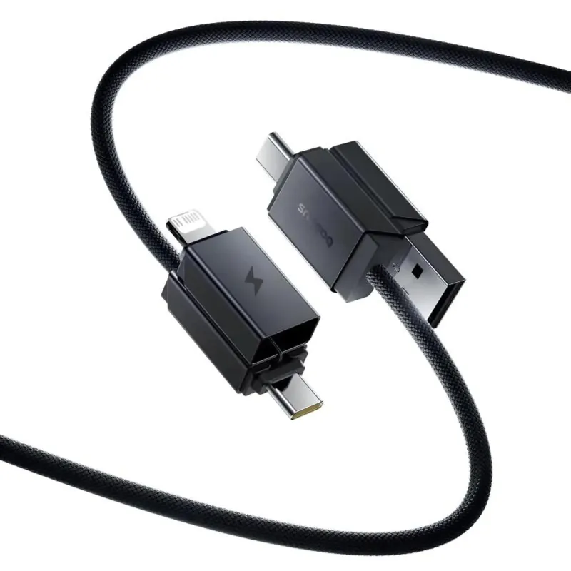 Дата кабель Baseus Versatile Two-for-Two USB/Type-C to Type-C/Lightning 60W (1m) (CB000162) – Cosmic Black. Фото 2 з 6