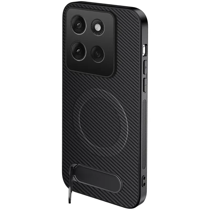 TPU+PC чохол Carbon Kickstand Magnetic Case для Motorola Moto G86 Power – Black. Фото 1 з 3