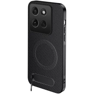 TPU+PC чохол Carbon Kickstand Magnetic Case для Motorola Moto G86 Power — Black