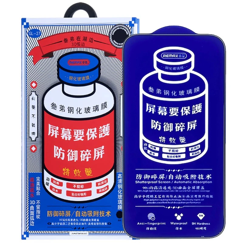 Защитное стекло Remax 3D (GL-27) для Apple iPhone 16 Plus – Черный. Фото 1 из 7