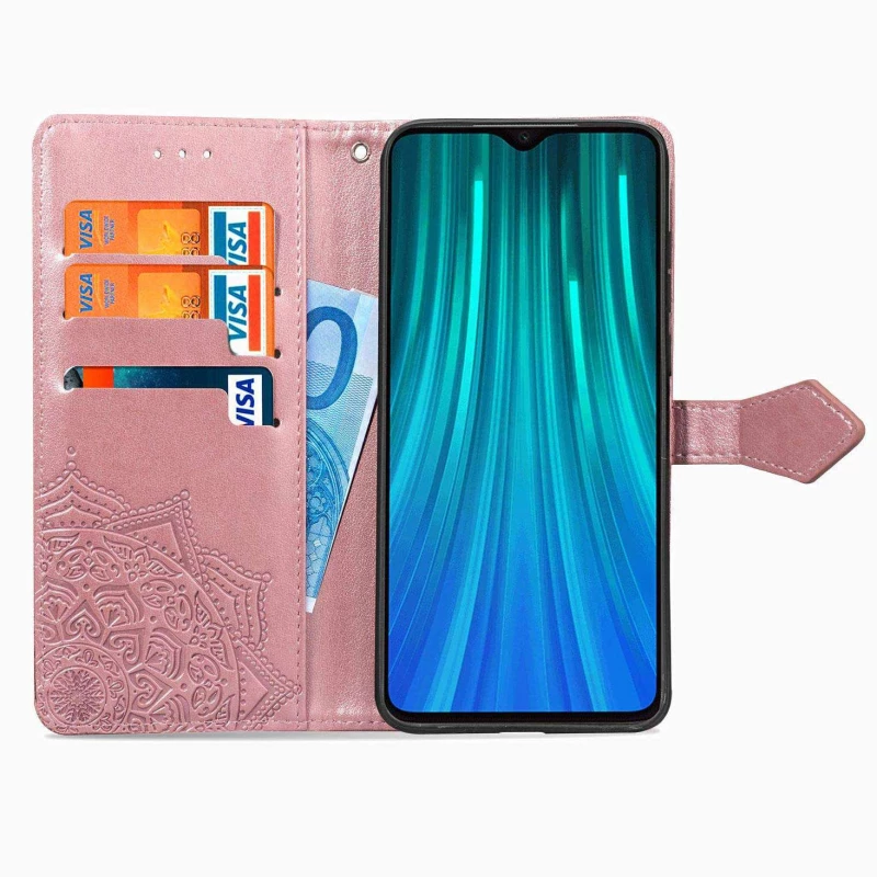 Кожаный чехол-книжка Art Case с визитницей для Xiaomi Redmi Note 8 Pro – Розовый. Фото 6 из 7