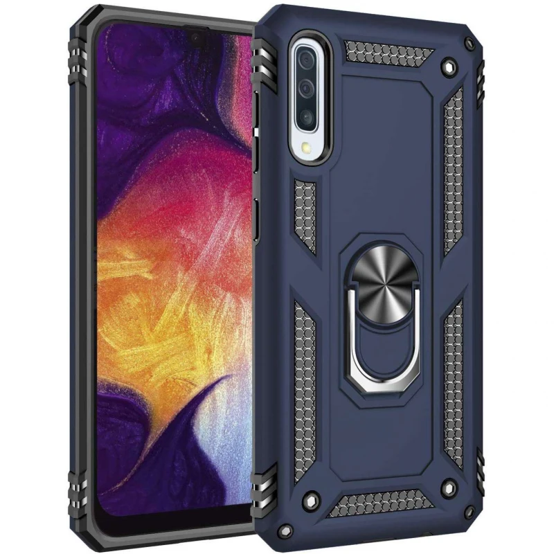 Протиударний чохол Serge Ring з кільцем на Samsung Galaxy A50 (A505F) / A50s / A30s – Темно-синій. Фото 2 з 6