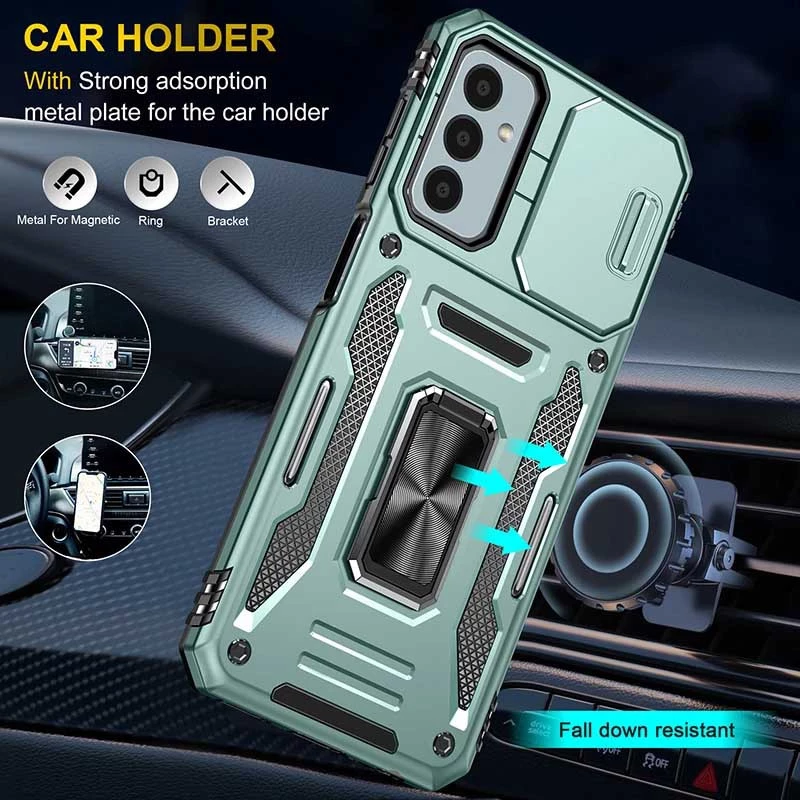 Ударостійкий чохол Square Ring зi шторкою на камеру на Samsung Galaxy A05s – Зелений / Light Green. Фото 5 з 7