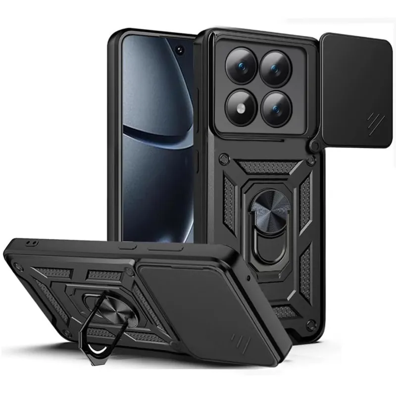 Ударопрочный чехол Ummi Camshield Serge Ring (in box) для Xiaomi Redmi Note 15 Pro+ 5G – Черный / Black. Фото 3 из 5