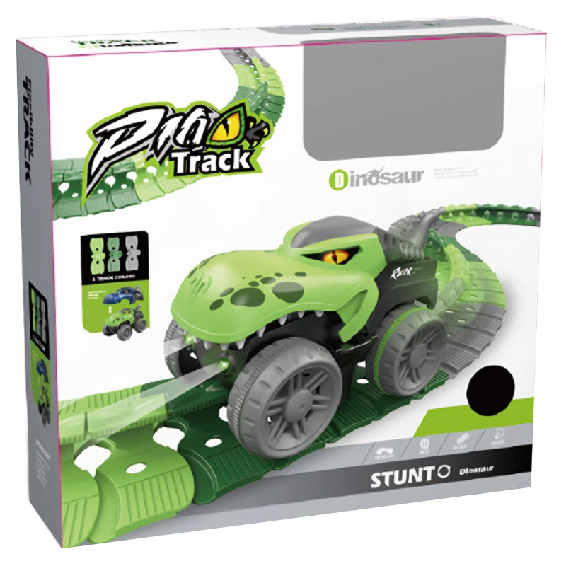 Інтерактивний трек з інерційною машинкою SHT 5510-5 Dino Trak (168pcs/1CAR) – Green. Фото 4 з 4