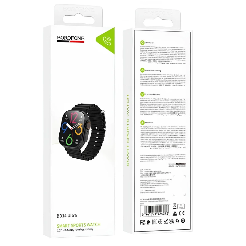 Смарт-годинник Borofone BD14 Ultra Smart sports watch (call version) – Black. Фото 4 з 4