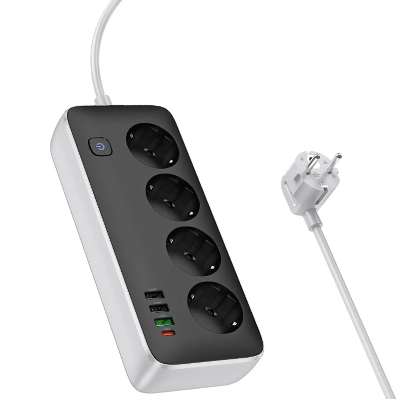 Удлинитель Hoco AC22 Sunlight (PD30W/1C/3A/4xSocket) (1.5m) – Black. Фото 4 из 5