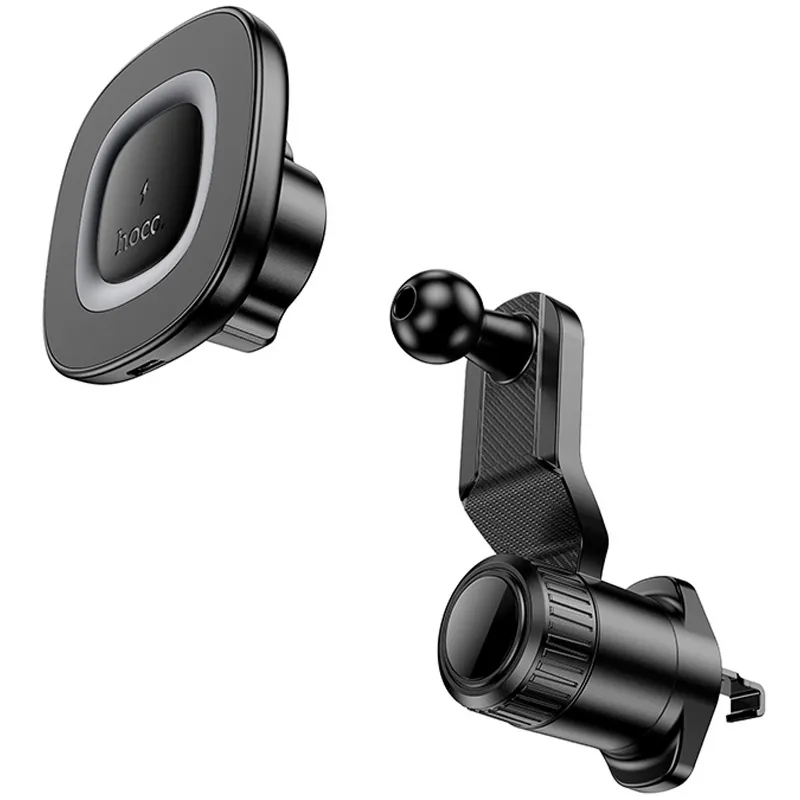 Автотримач з БЗП Hoco HW30 Crown magnetic 15W (air outlet) – Black / Metal gray. Фото 3 з 6