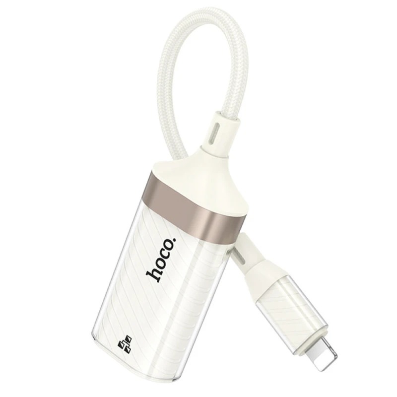 Перехідник Hoco UA41A Crystal Lightning to RJ45 100 Mbs (0.15m) – Apricot. Фото 2 з 5