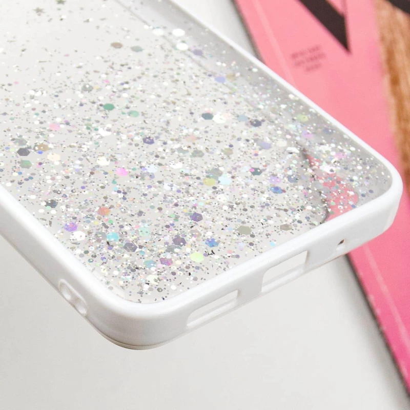 Чохол з блискітками та захистом камери на Xiaomi Redmi 12C / Poco C55 – Білий. Фото 7 з 7