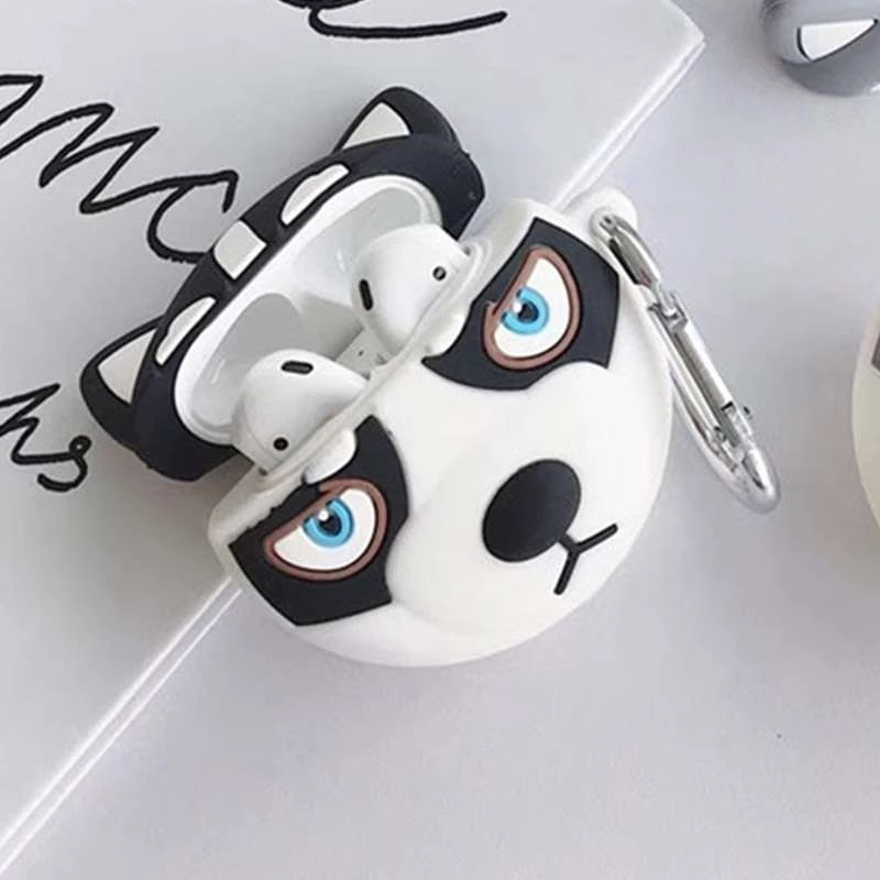 Силіконовий футляр Husky для навушників AirPods 1/2 + карабін – Чорний. Фото 2 з 5