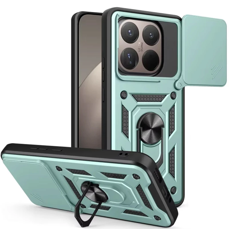 Удароміцний чохол Ummi Camshield Serge Ring (in box) для Xiaomi 15T – Зелений / Green. Фото 1 з 2