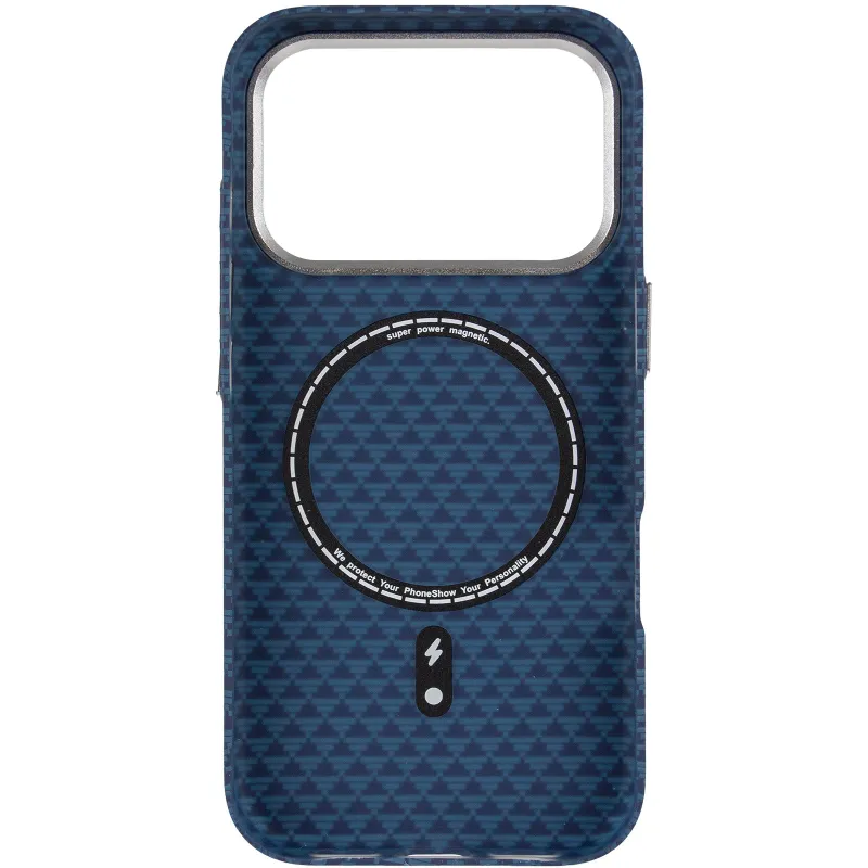 Чехол TPU+PC KVZV Triangular Pattern with Magnetic Fit для Apple iPhone 17 Pro (6.3") – Blue. Фото 4 из 6