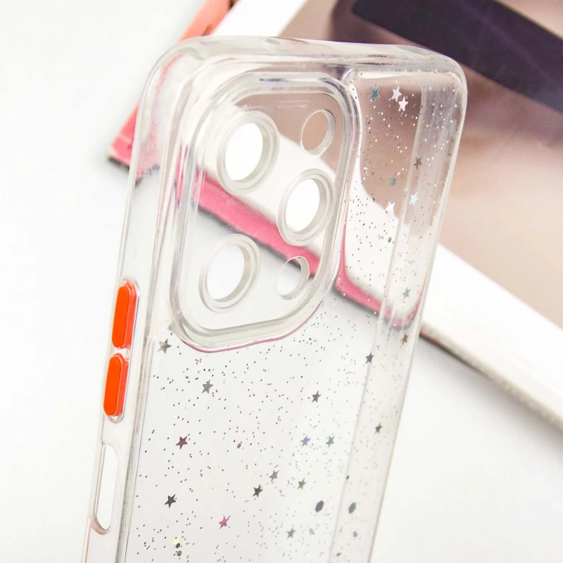 Чохол з блискітками та захистом камери на Xiaomi Redmi 12 – Прозорий. Фото 9 з 9