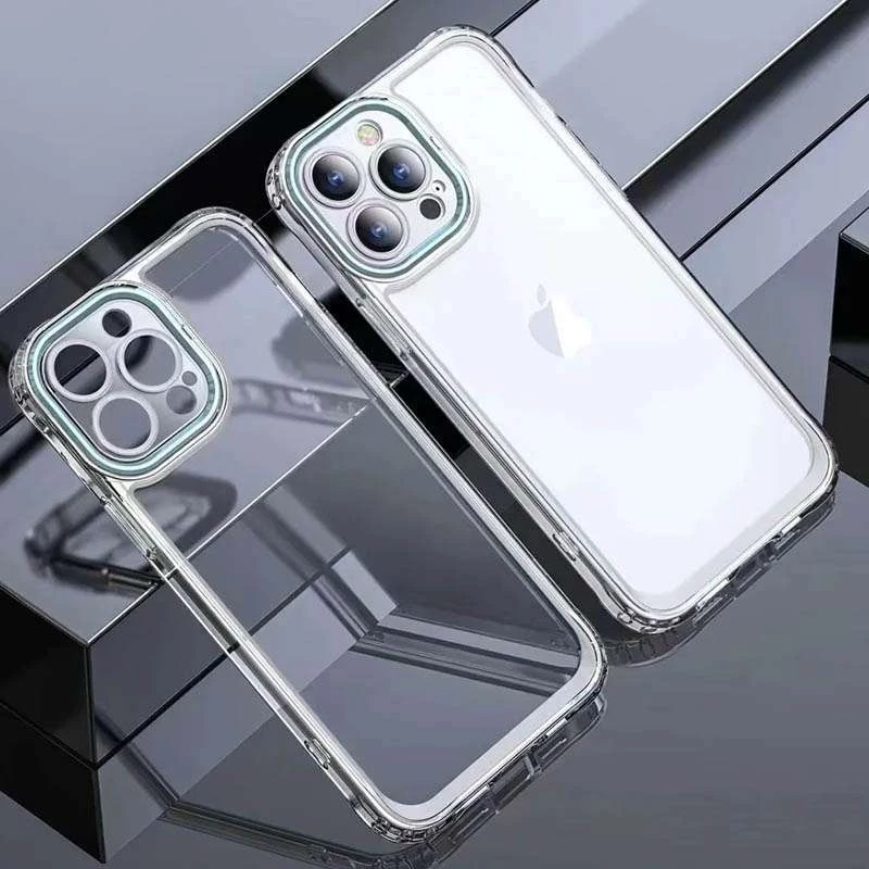 TPU+PC чехол з кольоровою окантовкою камери на Apple iPhone 14 Pro (6.1") – Прозорий / Бірюзовий. Фото 3 з 4