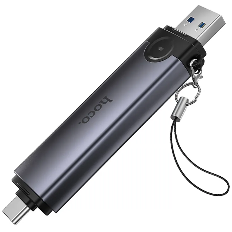 Картридер Hoco HB56 Victory 5in1 Type-C/USB2.0 to SD/TF3.0 + USB 2.0 – Metal gray. Фото 3 з 6