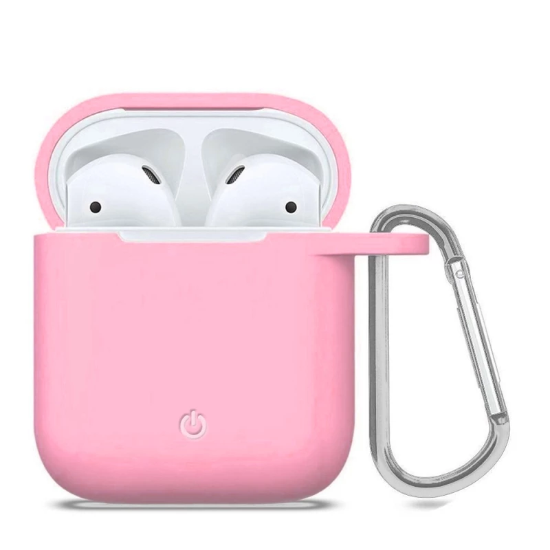 

Силіконовий футляр з карабіном для навушників AirPods (Рожевий / Pink)