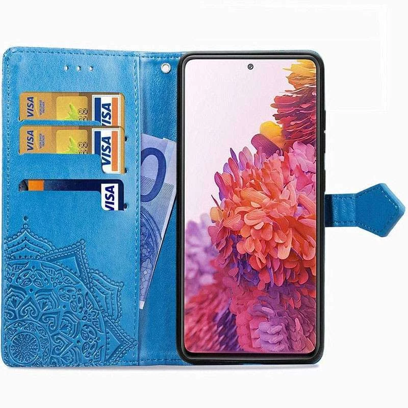 Шкіряний чохол-книжка Art Case з візитницею для Samsung Galaxy S20 FE – Синій. Фото 2 з 6