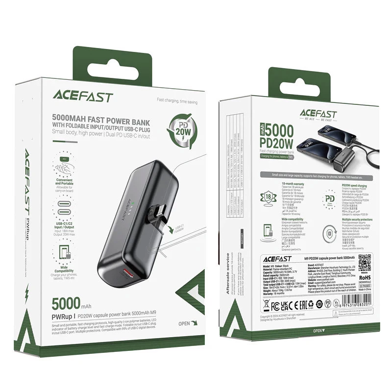 Портативное ЗУ Power Bank Acefast M9 PD20W 5000 mAh Black | Купить