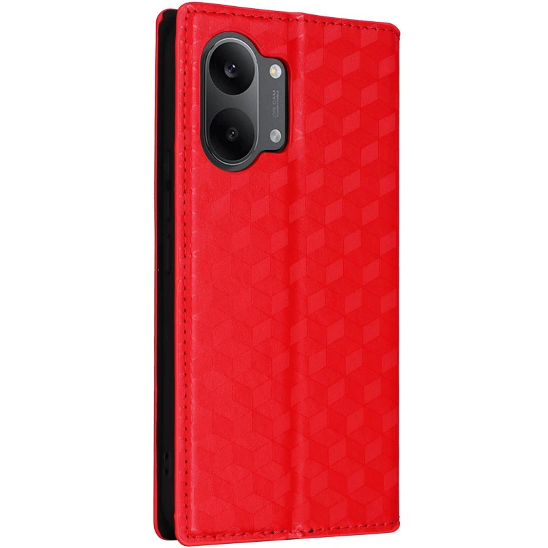 Кожаный чехол-книжка Rhombus Book для Xiaomi Poco X8 Pro Max – Red. Фото 4 из 5