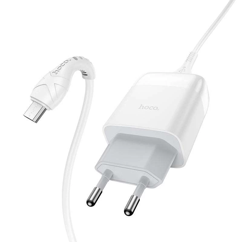МЗП Hoco C72Q Glorious QC3.0 18W (1USB/3A) + MicroUSB – Білий. Фото 2 з 5