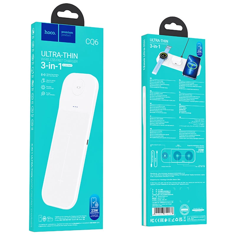 БЗУ Hoco CQ6 Power 3-in-1 wireless fast charger (for Samsung Watch) – White. Фото 4 из 5
