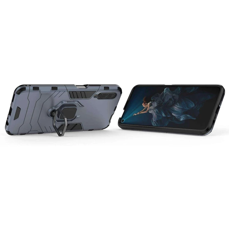 Противоударный чехол Transformer с кольцом для Honor 9X – Серый / Metal slate. Фото 3 из 3