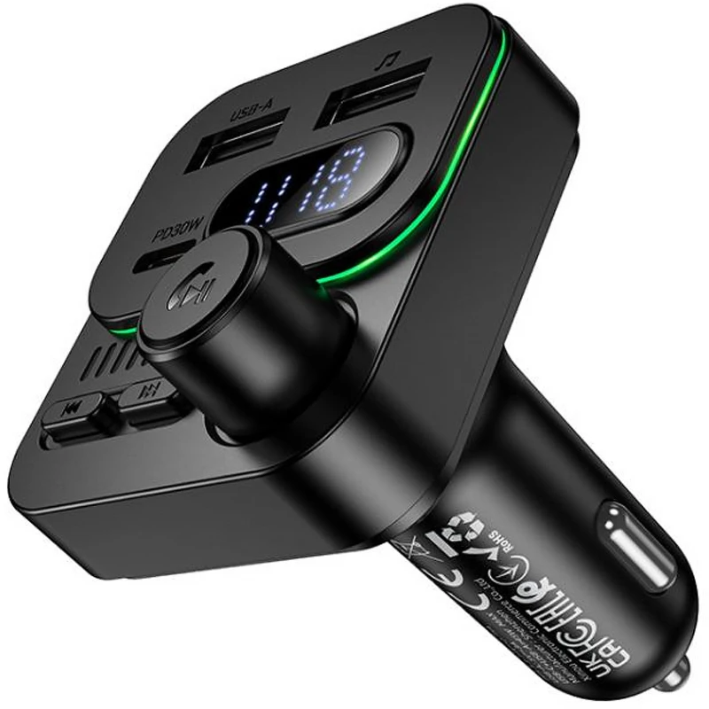 АЗУ FM модулятор Borofone BC61 Ocean 45W (1USB-A/1C) – Black. Фото 3 из 6