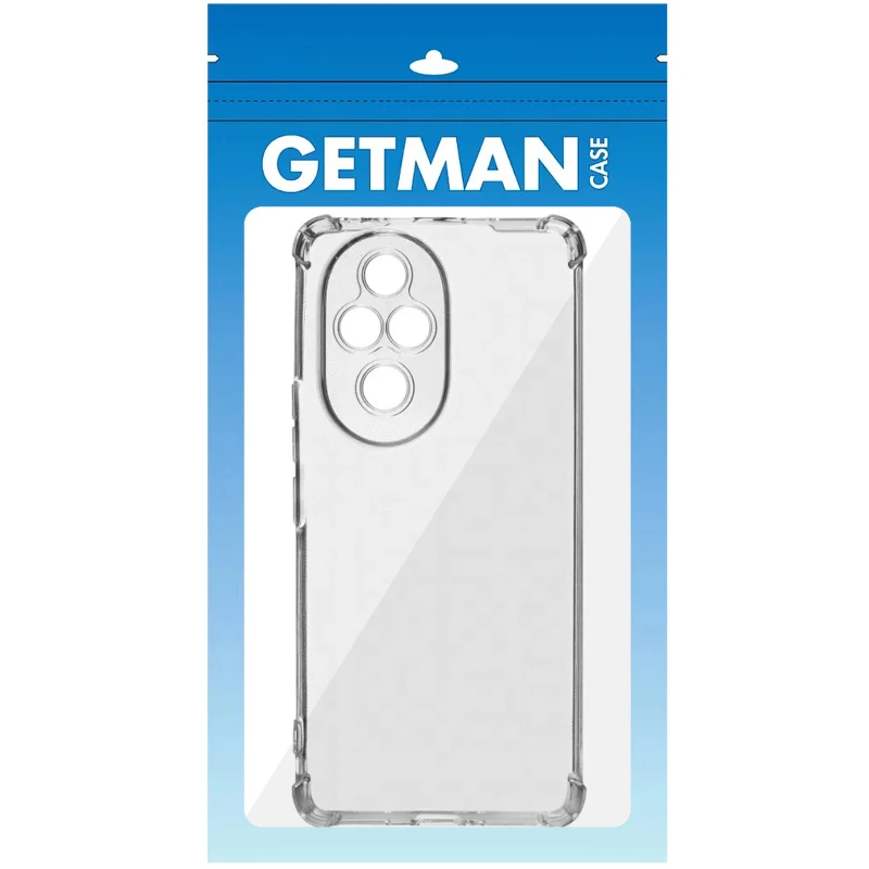 Ультратонкий силиконовый чехол GETMAN с крытыми бортами та камерою на Honor 200 – Бесцветный (прозрачный). Фото 4 из 4