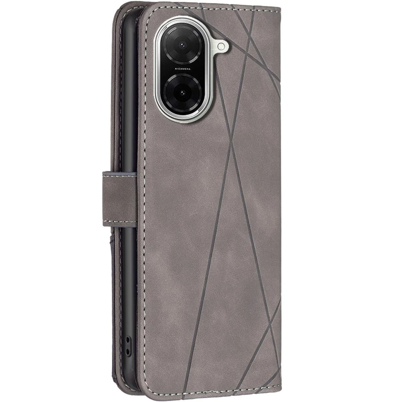 Шкіряний чохол-книжка Geometric Pattern для Xiaomi POCO X8 Pro – Grey. Фото 2 з 4