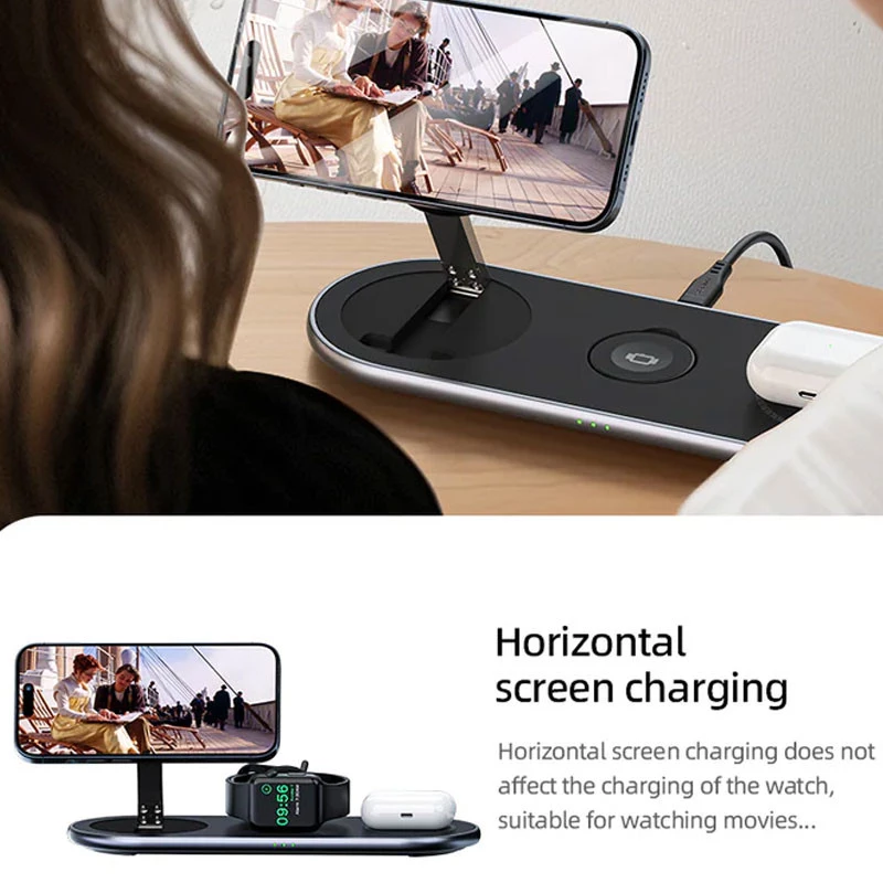 БЗП Acefast E19 Qi2 desktop 3-in-1 – Black. Фото 7 з 8