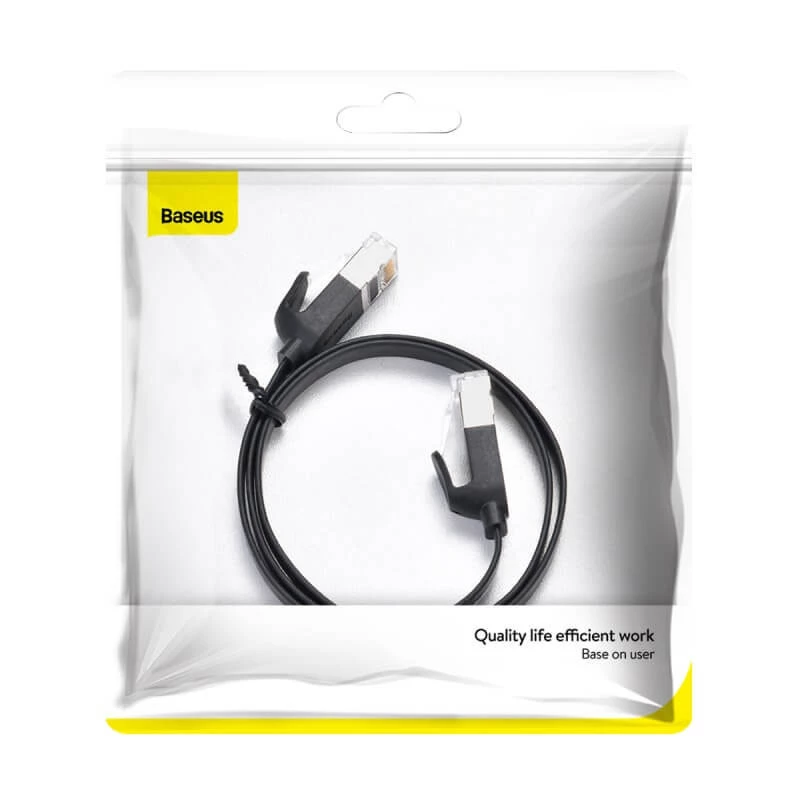 Кабель Baseus High Speed CAT6 Gigabit Ethernet Cable (Flat Cable) 12m Cluster (B00133205111-00) – Black. Фото 6 из 8