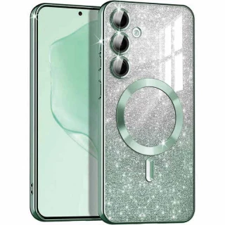 Чохол з блискітками, захисними лінзами на камеру та MagSafe на Samsung Galaxy S24+ фото 1 з 8