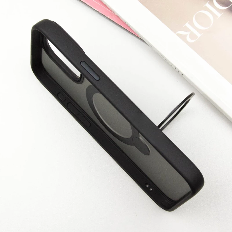 Кольоровий TPU+PC з металевими кнопками, кільцем та MagSafe на Apple iPhone 15 Pro (6.1") – Black. Фото 7 з 11