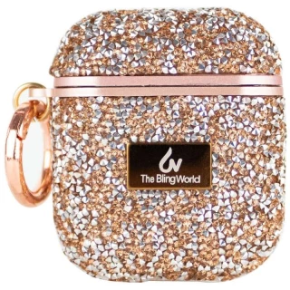 TPU чехол Bling World Rock Diamond для наушников AirPods 1/2 — Розовый