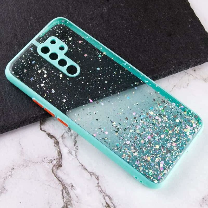 Чохол з блискітками та захистом камери на Xiaomi Redmi 9 – Бірюзовий. Фото 2 з 3