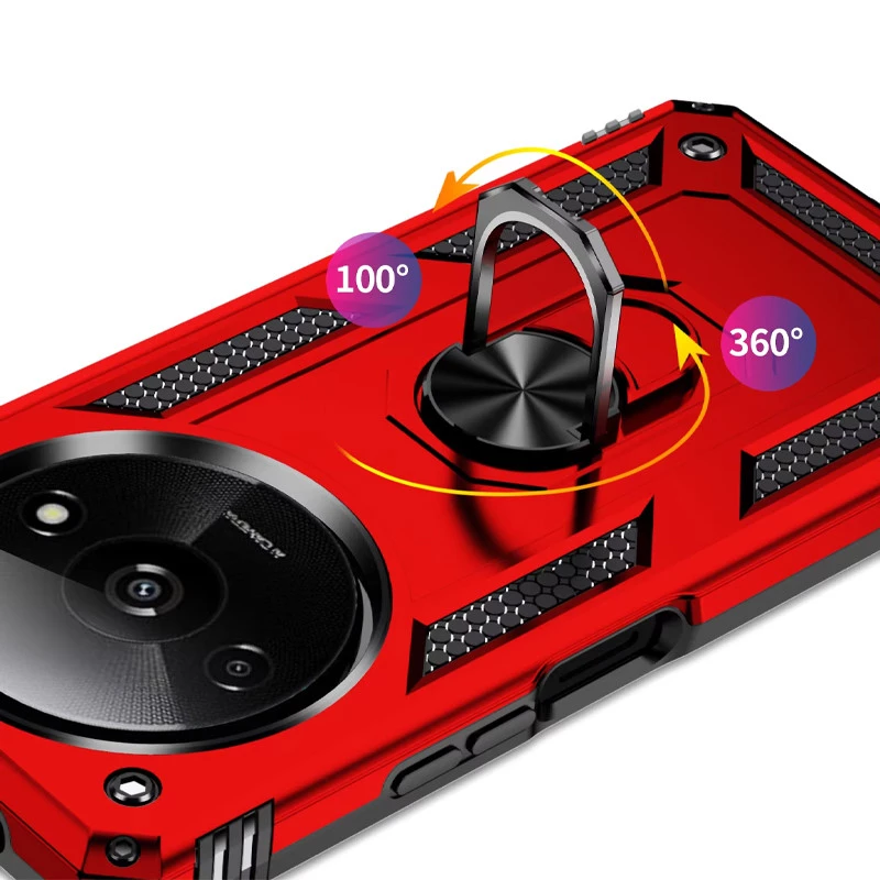 Протиударний чохол Serge Ring з кільцем на Xiaomi Redmi A3 – Червоний. Фото 4 з 6