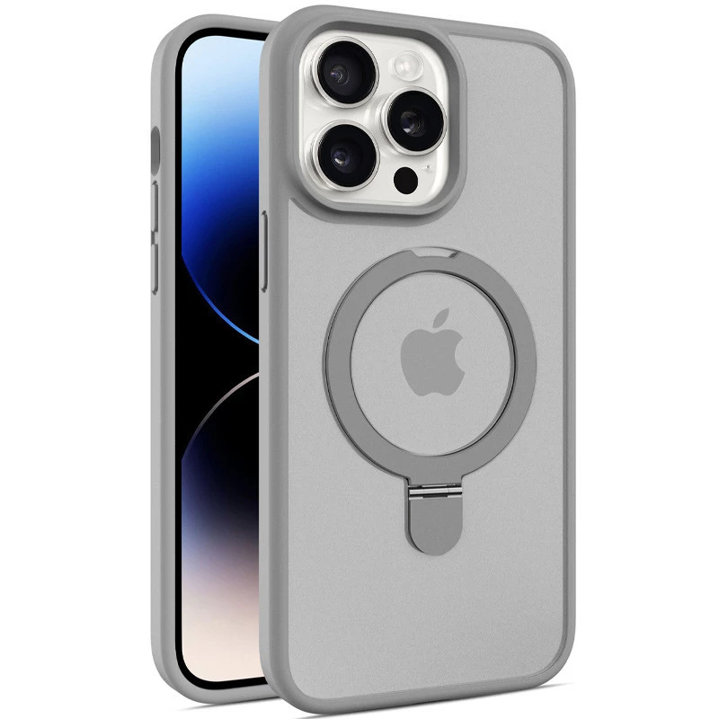 

Кольоровий TPU+PC з металевими кнопками, кільцем та MagSafe на Apple iPhone 16 Pro Max (Grey)