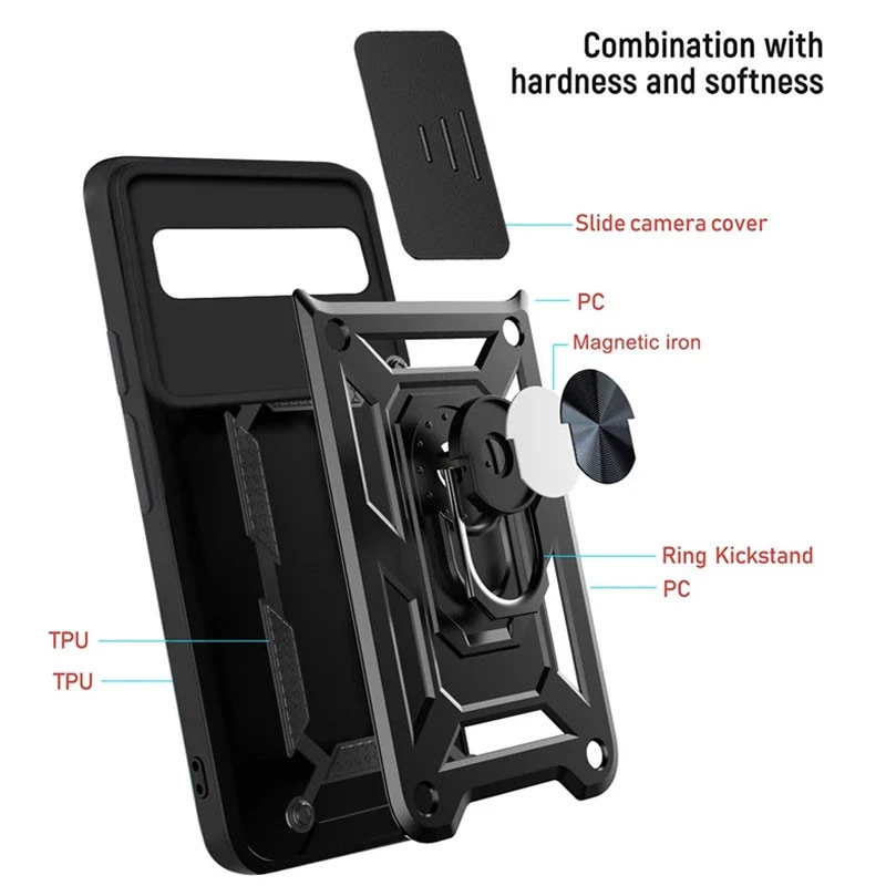 Протиударний чохол Serge Ring з захистом камери на Google Pixel 6 – Чорний. Фото 2 з 6