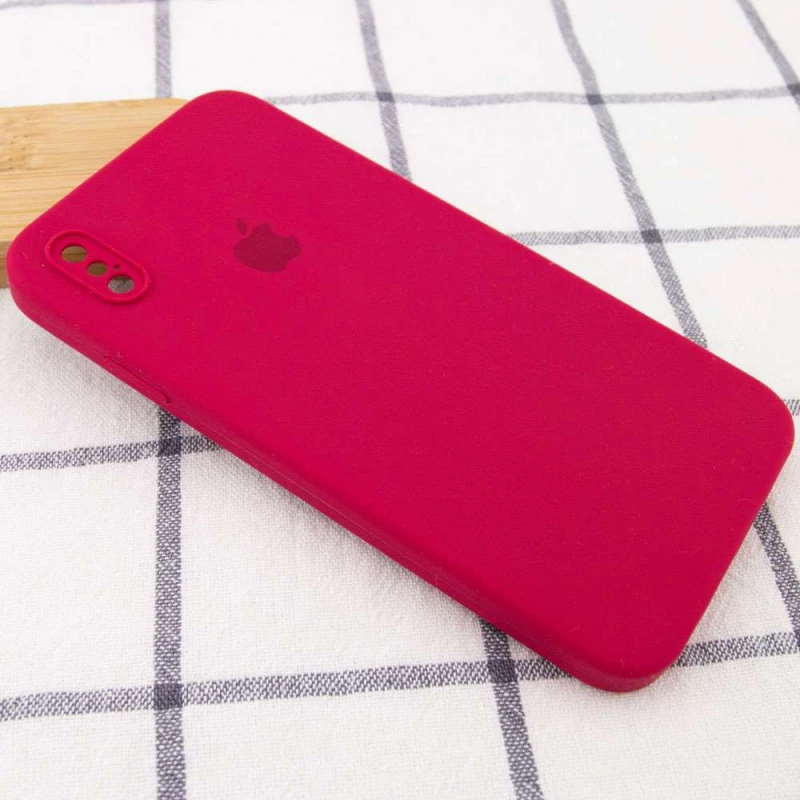 Чохол Silicone Case Square з захистом камери на Apple iPhone XS (5.8") – Червоний / Rose Red. Фото 2 з 3
