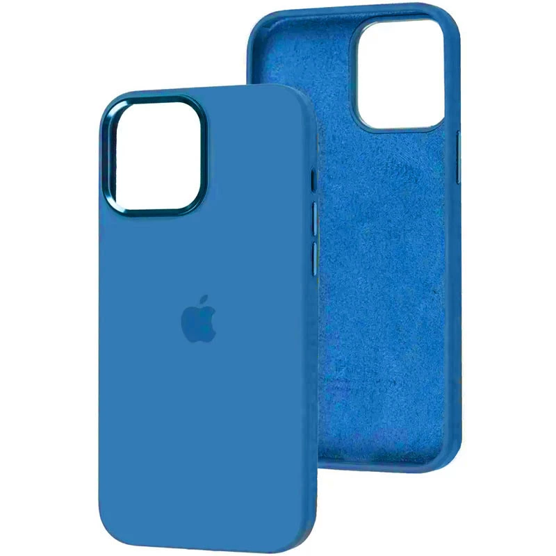 

Чехол Silicone Case с металлическими кнопками для Apple iPhone 12 Pro Max (6.7") (Синий / Blue Jay), Синій / blue jay