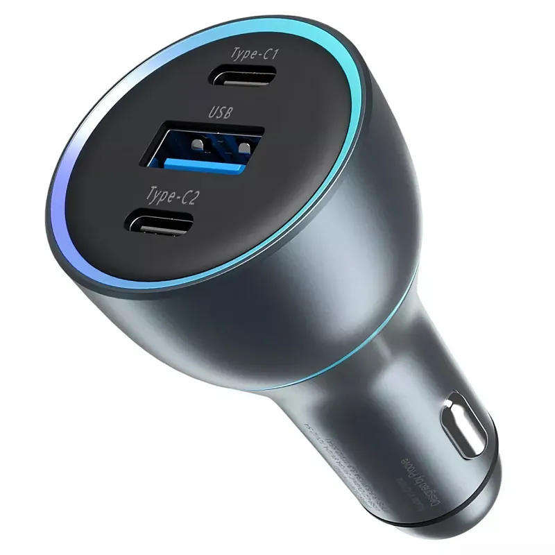 АЗП Proove Super Charge 130W PD100W+QC3.0 (1USB-A/2C) – Metal gray. Фото 4 з 5