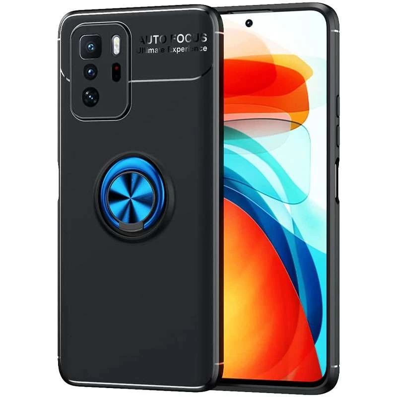 

Чохол Deen ColorRing з кільцем на Xiaomi Redmi Note 10 5G (Чорний / Синій)