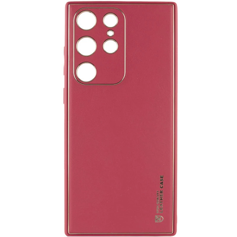 Шкіряний чохол Xshield на Samsung Galaxy S21 Ultra – Бордовий / Plum Red. Фото 2 з 2