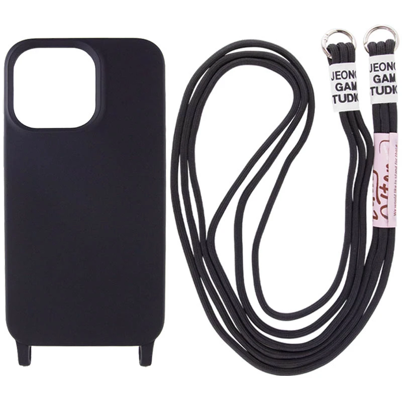 

Чехол Cord case c цветным ремешком для Apple iPhone 14 (6.1") (Черный), Чорний