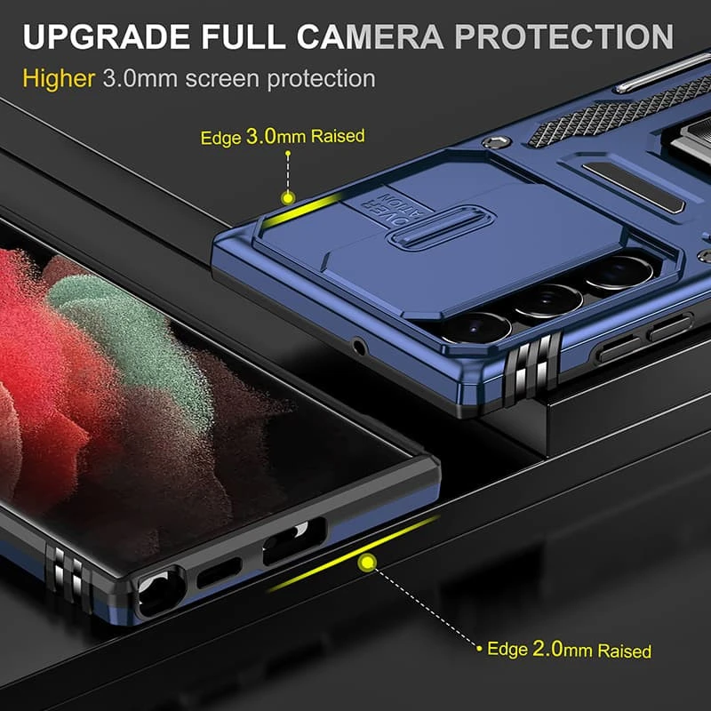 Ударостійкий чохол Square Ring зi шторкою на камеру на Samsung Galaxy S23 Ultra – Синій / Navy. Фото 6 з 7