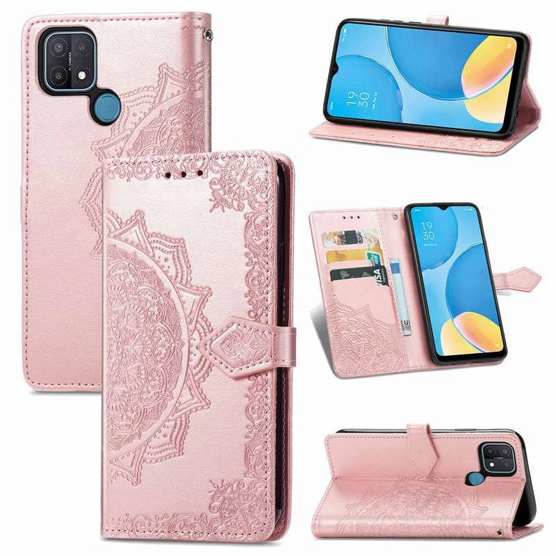 Кожаный чехол-книжка Art Case с визитницей для Oppo A15s / A15 – Розовый. Фото 2 из 6