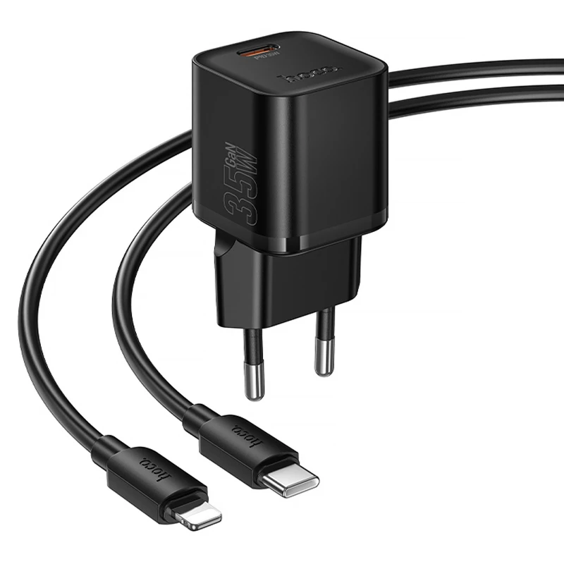 МЗП Hoco N66 Ingenious PD35W (1USB-C) + кабель Type-C to Lightning – Black. Фото 4 з 5
