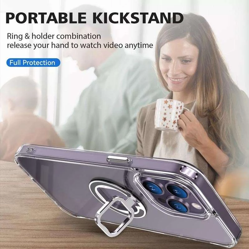 TPU+PC чохол завтовшки 2.0мм з кільцем на Apple iPhone 13 Pro (6.1") – Прозорий. Фото 5 з 6