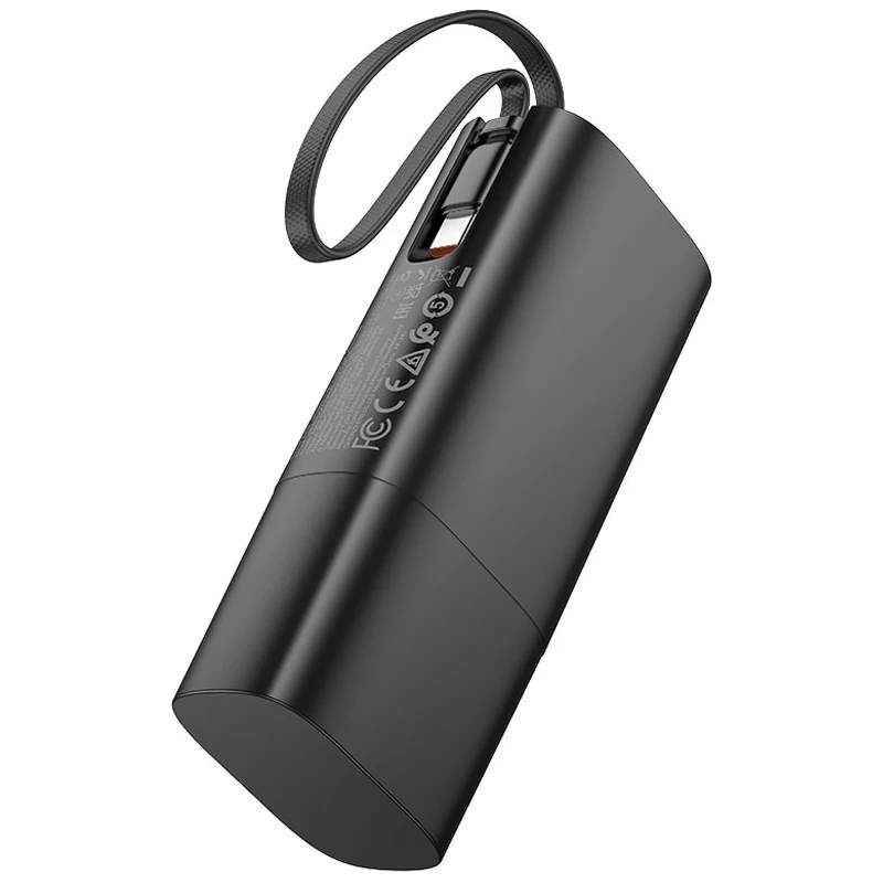 Портативний ЗП Power Bank Hoco J148 Handy PD20W with cable 5000 mAh – Black. Фото 3 з 4
